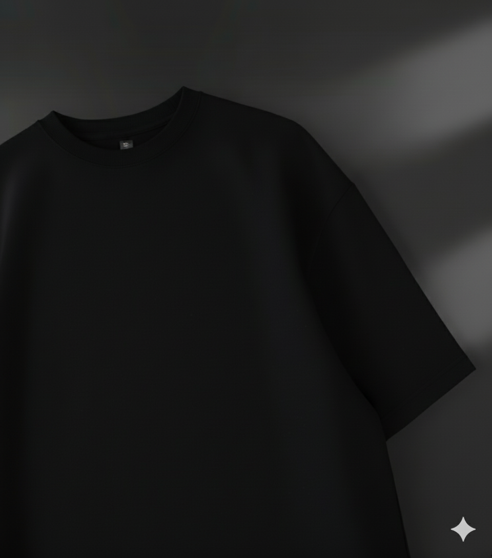 Global Travel Embroidery Oversize T-shirt-Black