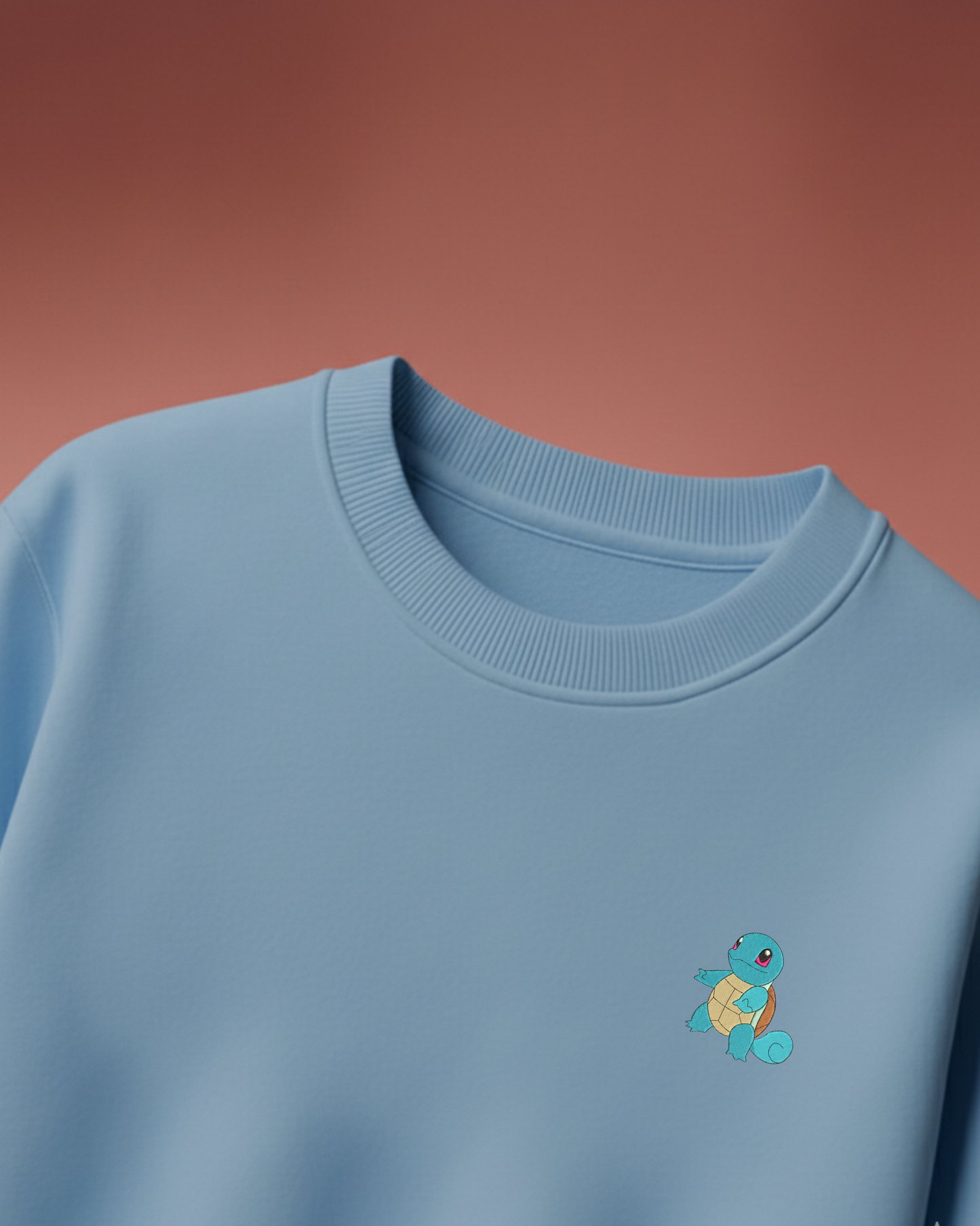 Sky Blue Oversized T-Shirt with Squirtle Pokémon Embroidery – Unisex Streetwear