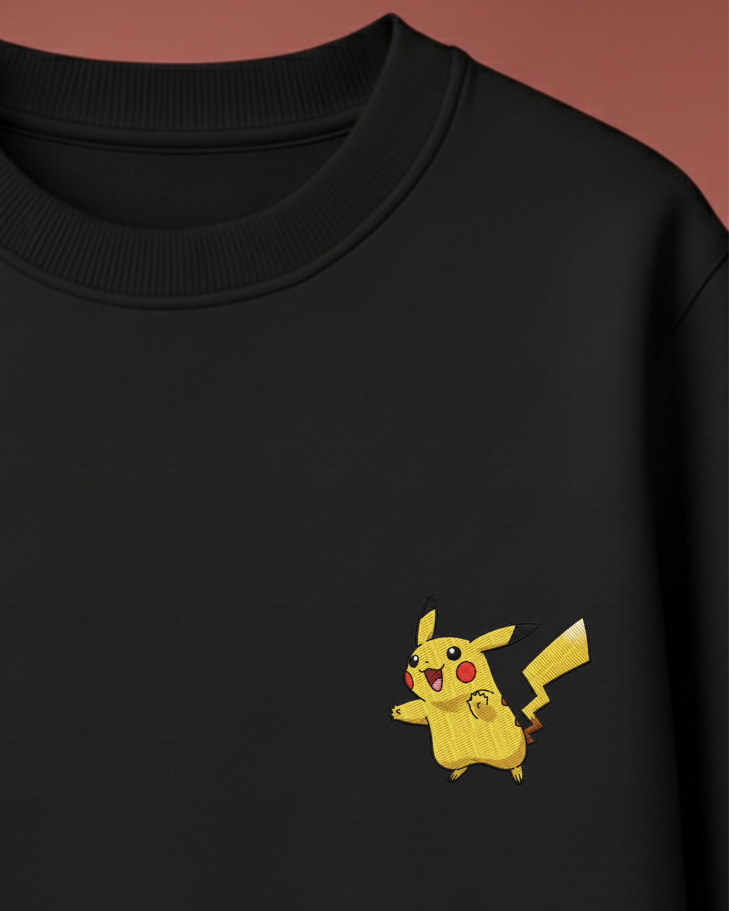 Pikachu Embroidery Oversized T-Shirt (White & Black Edition)