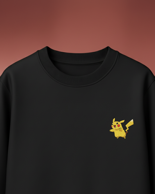 Pikachu Embroidery Oversized T-Shirt (White & Black Edition)