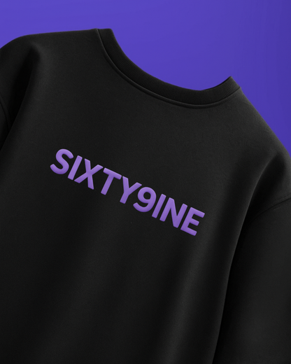 SIXTY9INE Oversized T-Shirt (Black & Purple Graphic)