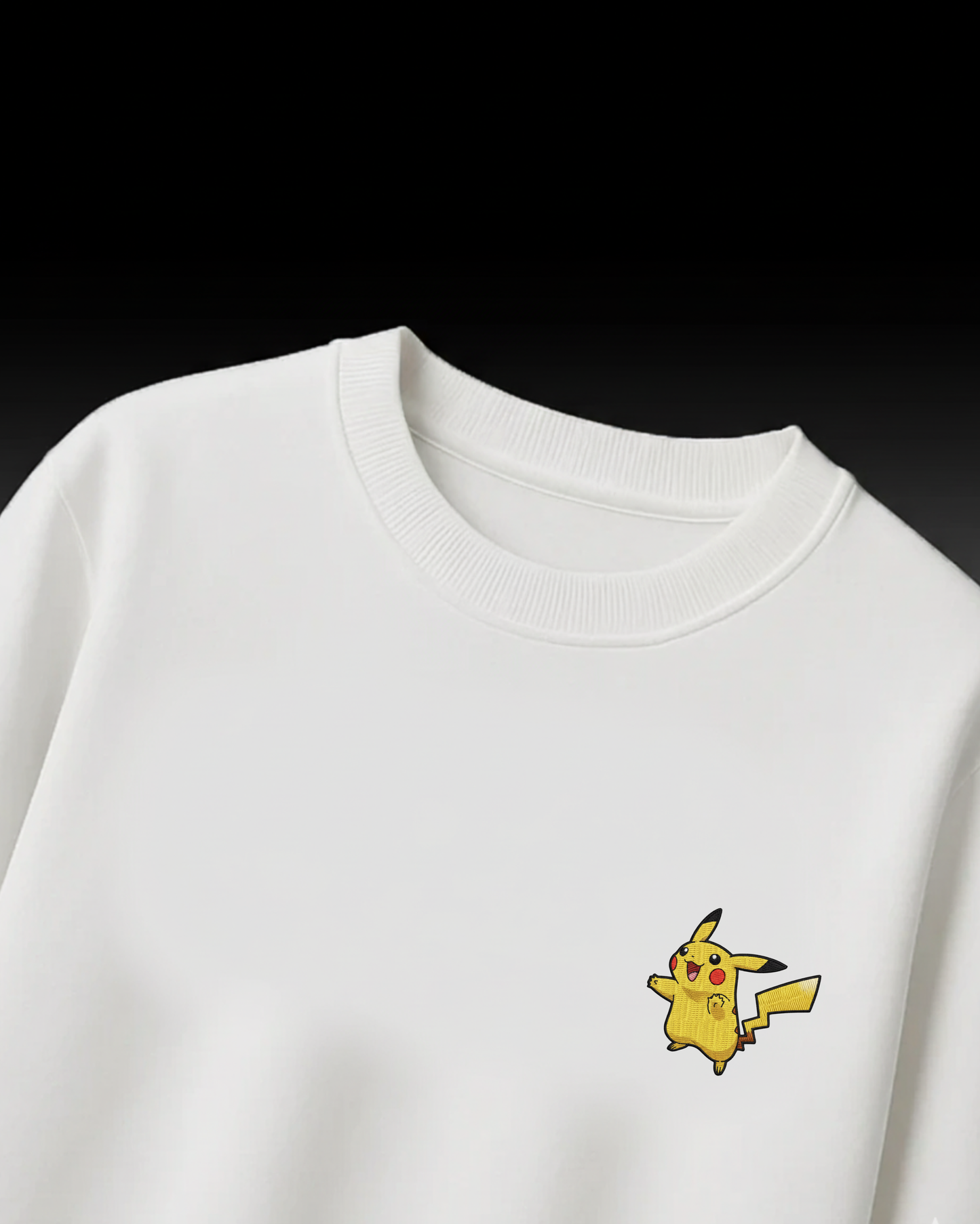 Pikachu Embroidery Oversized T-Shirt (White & Black Edition)