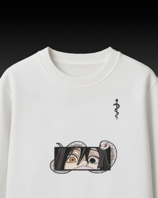 Anime Eyes Embroidery Oversized T-Shirt (Black & White, Unisex Streetwear)