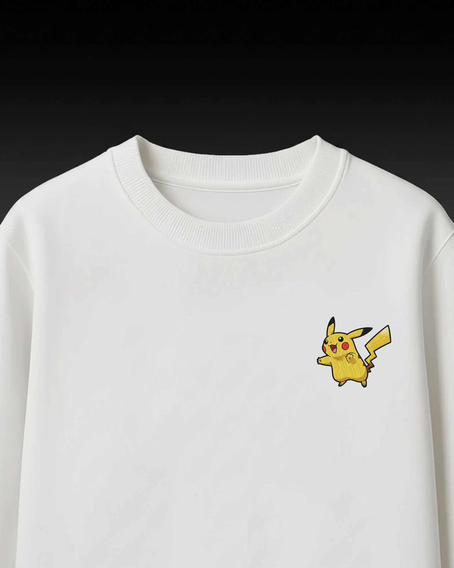 Pikachu Embroidery Oversized T-Shirt (White & Black Edition)
