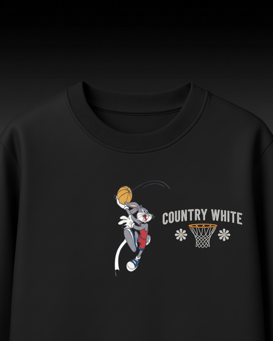 Basketball Embroidery Oversized T-Shirt (Black, Streetwear Style)